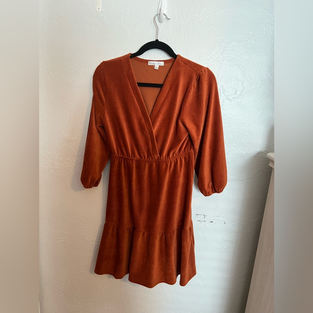 Burnt orange babydoll dress